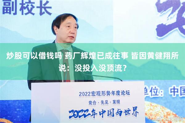 炒股可以借钱吗 药厂辉煌已成往事 皆因黄健翔所说：没投入没顶流？